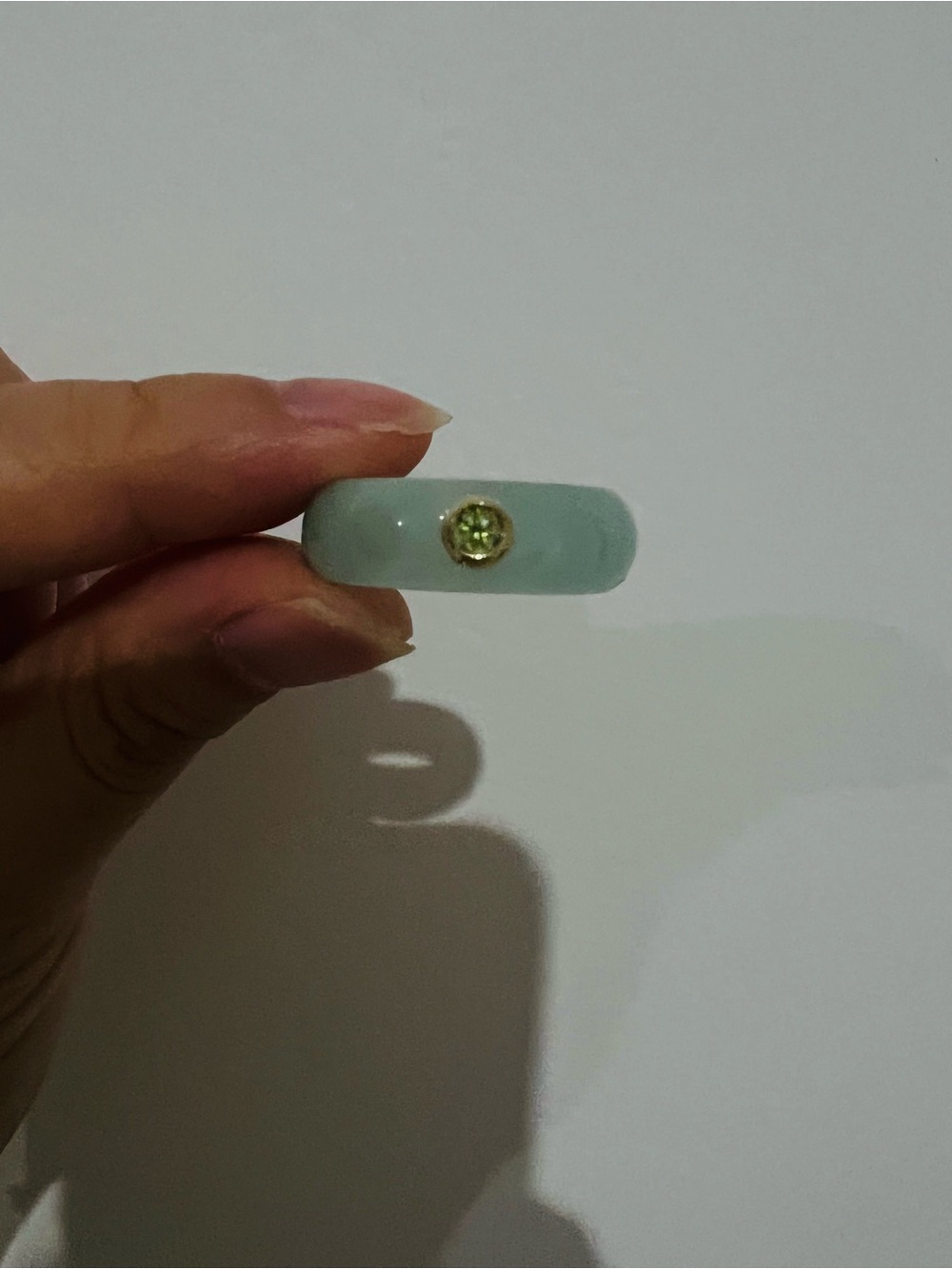 .56 TCW Round Genuine Peridot and Green Jade Ring in 14k Gold Sz 7 - Picture 8 of 8